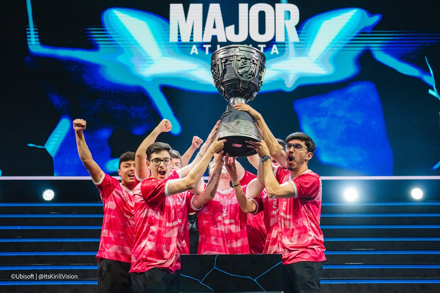 w7m esports with BLAST R6 Major Atlanta 2023 trophy
