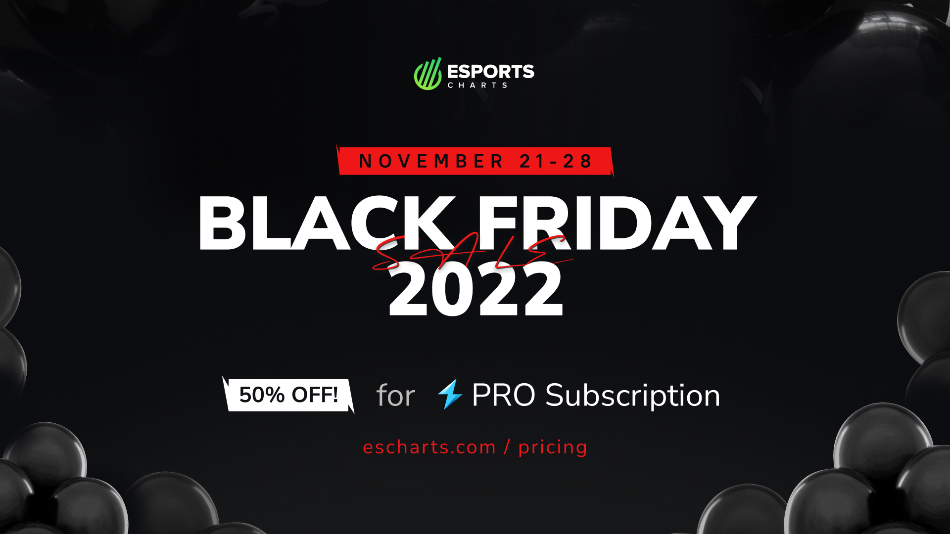 Черная пятница на Esports Charts — скидка 50% на PRO-подписку